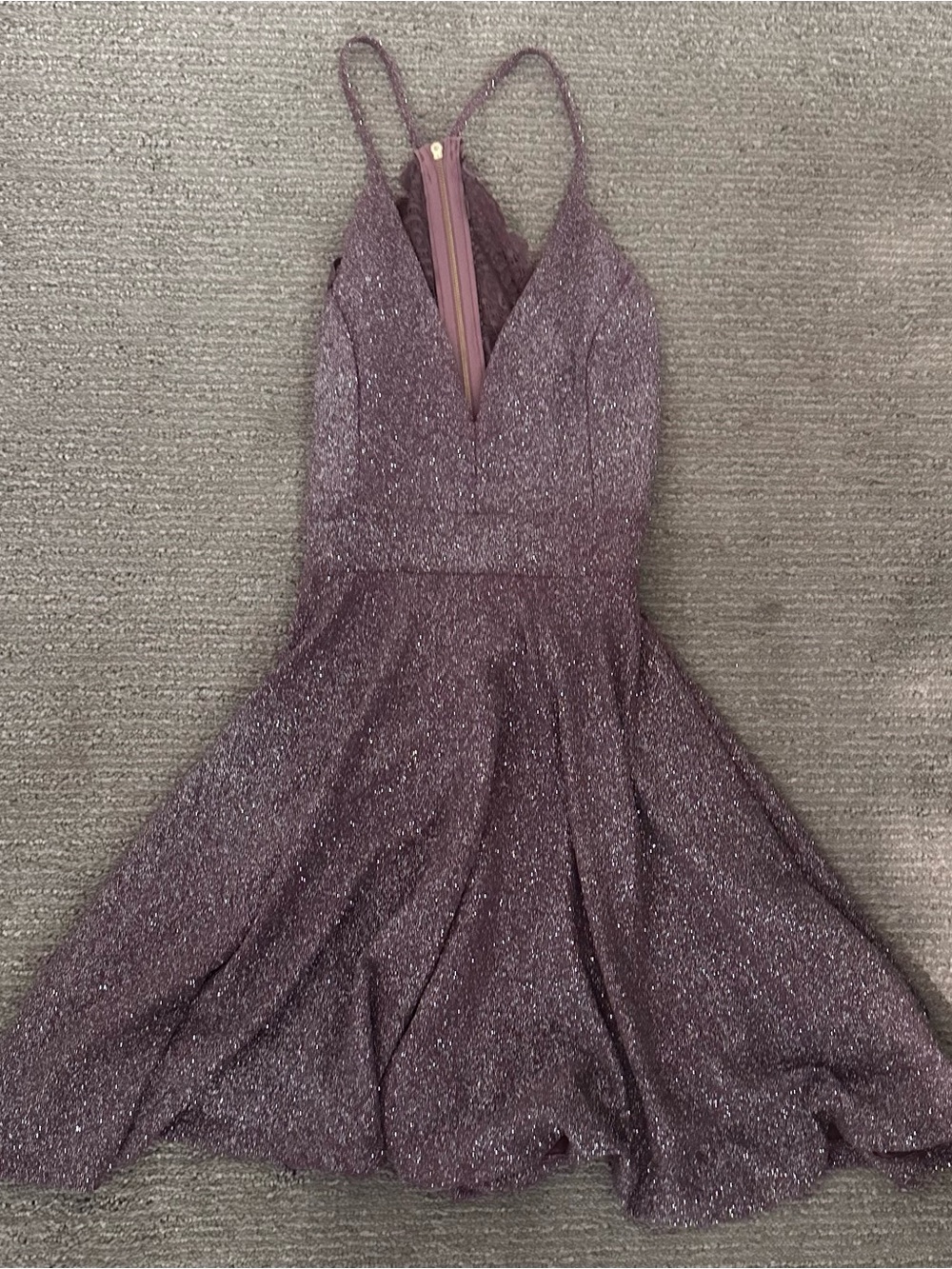 Windsor Mauve Sparkle Mini Dress with V-Neck